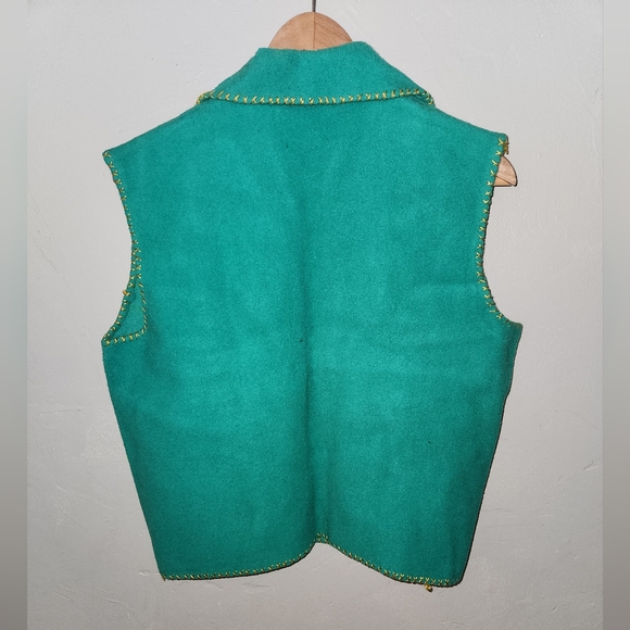Vintage 1970s Golden Silk Thread Embroidered Wool Vest - Picture 6 of 14